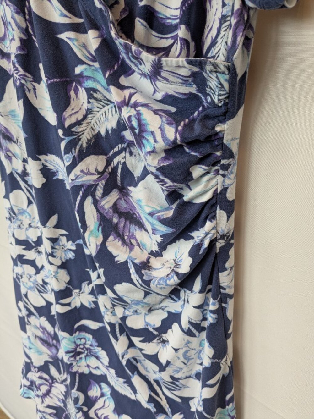 Soft Surroundings Blue Floral Faux Wrap Dress - Picture 3 of 4